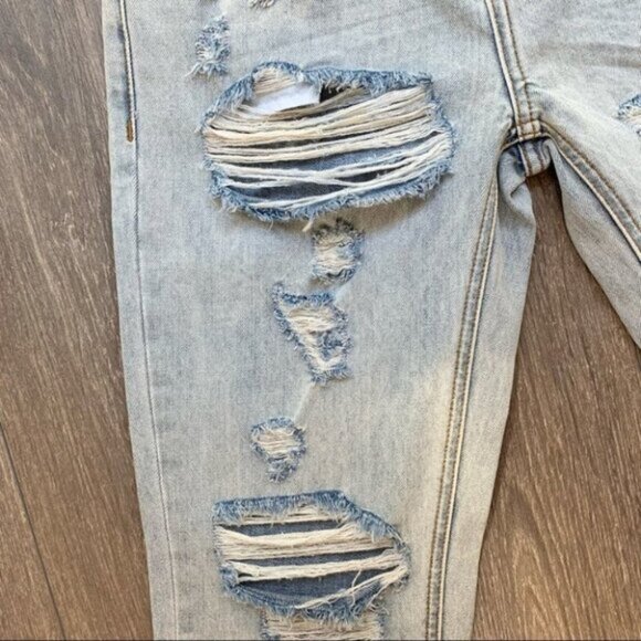 Free People One Teaspoon Awesome Baggies Jeans Straight leg Frayed Light Wash - Picture 7 of 16
